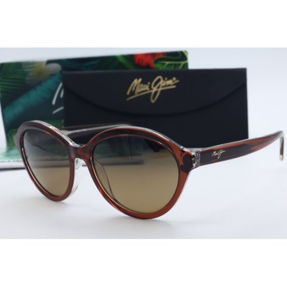 Maui Jim Mariana MJ 828-25E Brown Cat Eye Sunglasses Gray polarized Lenses 55mm main image 4